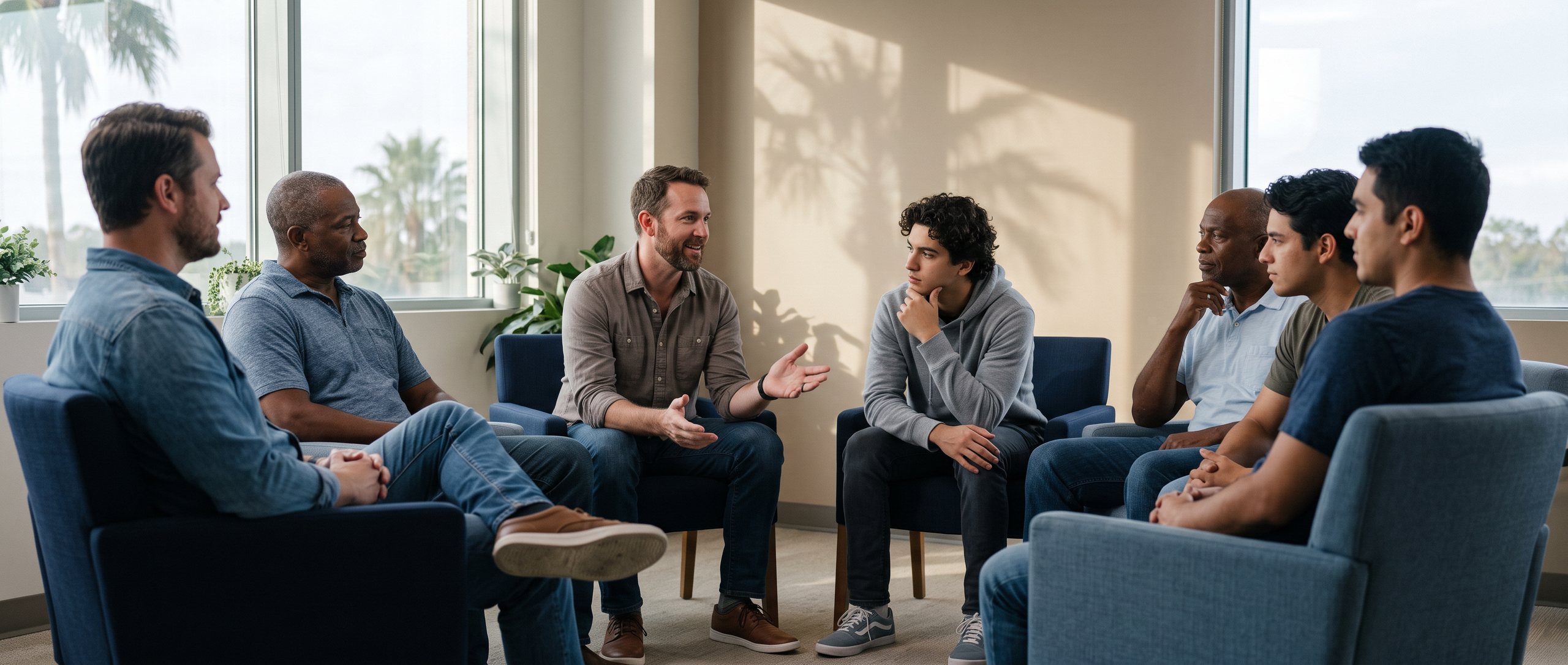 A group therapy session at Sober Lyfe Treatment in Tampa